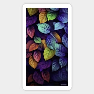 Colorful leaves on a black background Sticker